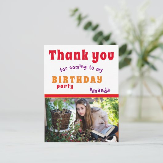 Bedankt Verjaardag Kaart met foto (Staand voorkant)