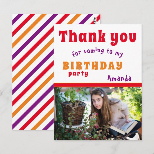 Bedankt Verjaardag Kaart met foto (Voorkant / Achterkant)