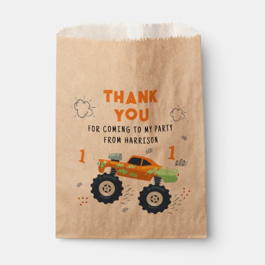 Bedankt Verjaardag Modern Monster Car Trucks Naam Bedankzakje (Voorkant)