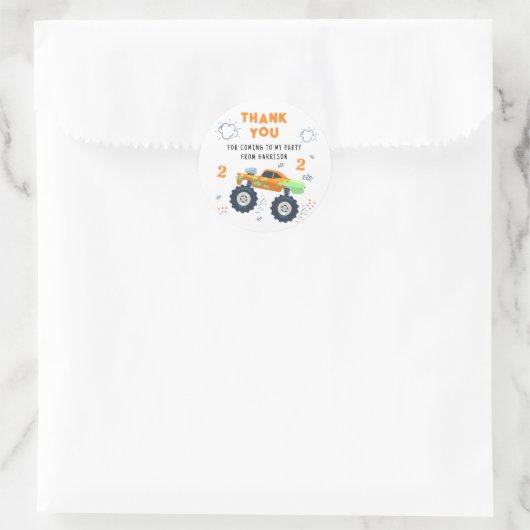 Bedankt Verjaardag Modern Monster Car Trucks Naam Ronde Sticker (Tas)