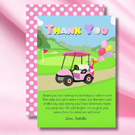 Bedankt Verjaardag Polka Dot Pink Girly Golf