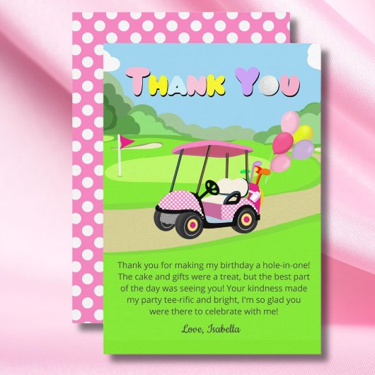 Bedankt Verjaardag Polka Dot Pink Girly Golf