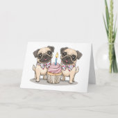 Bedankt Verjaardag Pug Dogs Cupcake (Voorkant)