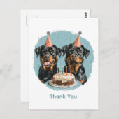 Bedankt Verjaardag Rottweiler Honden Briefkaart (Voorkant / Achterkant)