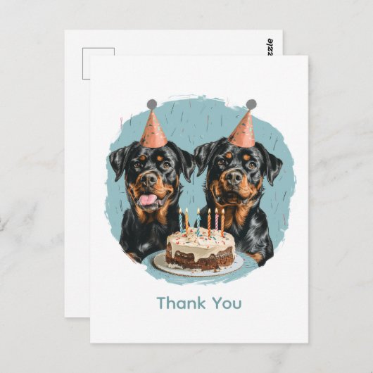 Bedankt Verjaardag Rottweiler Honden Briefkaart (Voorkant / Achterkant)