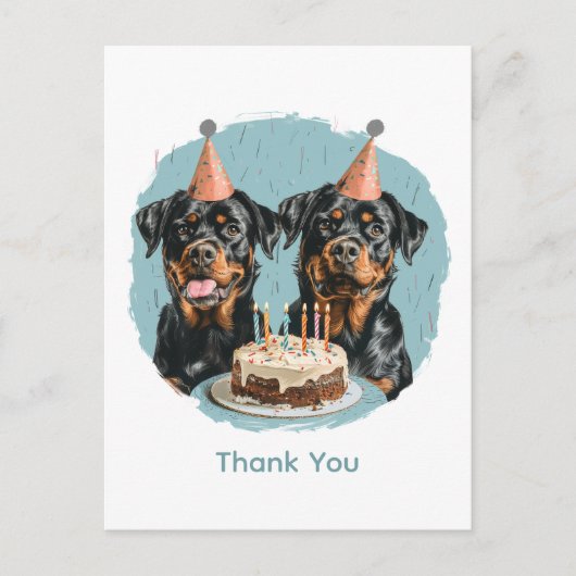 Bedankt Verjaardag Rottweiler Honden Briefkaart (Voorkant)