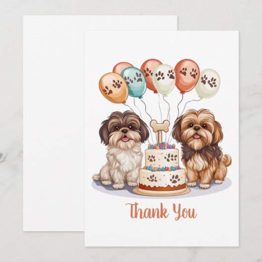 Bedankt Verjaardag Shih Tzu Dogs Verjaardagstaart (Voorkant / Achterkant)