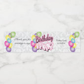 Bedankt Verjaardagsfeest - Roze Waterfles Etiket (Enkel label)