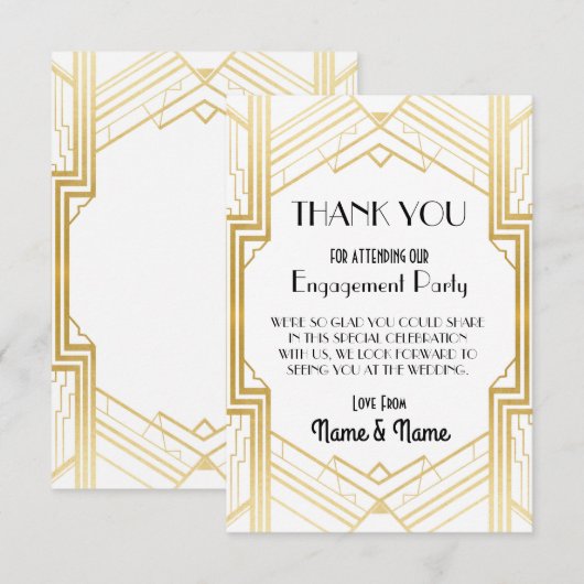 Bedankt Verloving Wedding 1920s Kaarten van de Par (Voorkant / Achterkant)