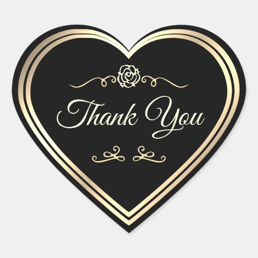 Bedankt Verpakking Stickers Zwart met Goud Lijst (Voorkant)