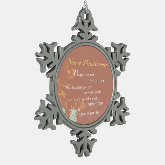 Bedankt verpleegkundige, bruin tin sneeuwvlok ornament (Links)