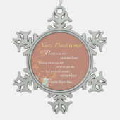 Bedankt verpleegkundige, bruin tin sneeuwvlok ornament (Voorkant)