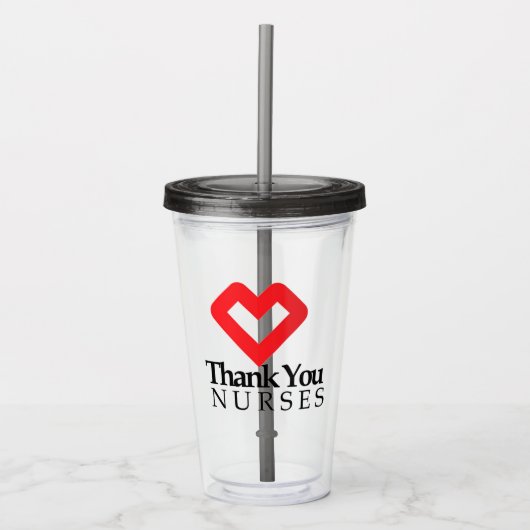 Bedankt verpleegsters | Rood hart Acryl Drinkbeker (Voorkant)
