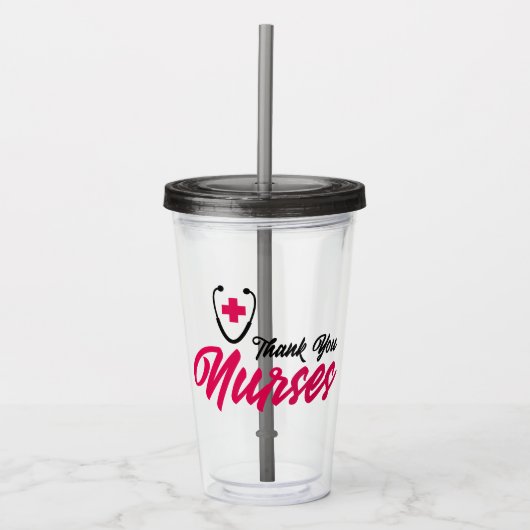 Bedankt verpleegsters | Roze Acryl Drinkbeker (Voorkant)