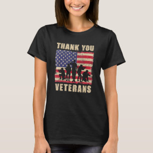 Bedankt Veteranen Amerikaanse vlagpatriottische Ma T-shirt