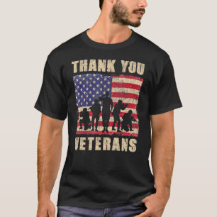 Bedankt Veteranen Amerikaanse vlagpatriottische Ma T-shirt