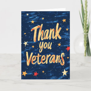Bedankt veteranen blauw feestdagen kaart