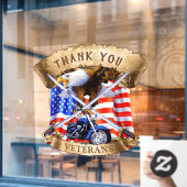 Bedankt Veteranen Patriotic Motorcycle Biker USA Raamsticker (Cafe Raam)