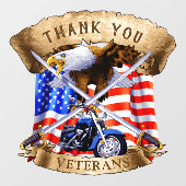 Bedankt Veteranen Patriotic Motorcycle Biker USA Raamsticker (Vel)