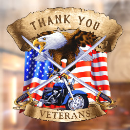 Bedankt Veteranen Patriotic Motorcycle Biker USA Raamsticker