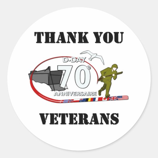 Bedankt veteranen - Thank you veterans Ronde Sticker (Voorkant)