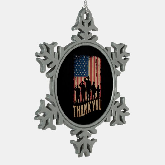 Bedankt Veterans Day American Flag  Tin Sneeuwvlok Ornament (Links)