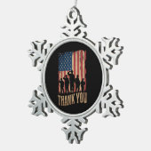 Bedankt Veterans Day American Flag  Tin Sneeuwvlok Ornament (Rechts)