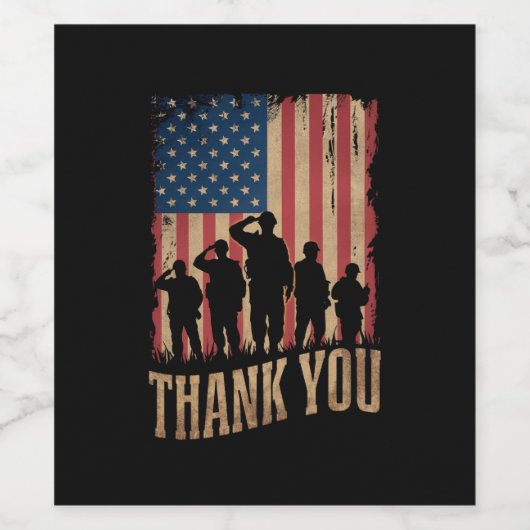 Bedankt Veterans Day American Flag Wijn Etiket (Enkel label)