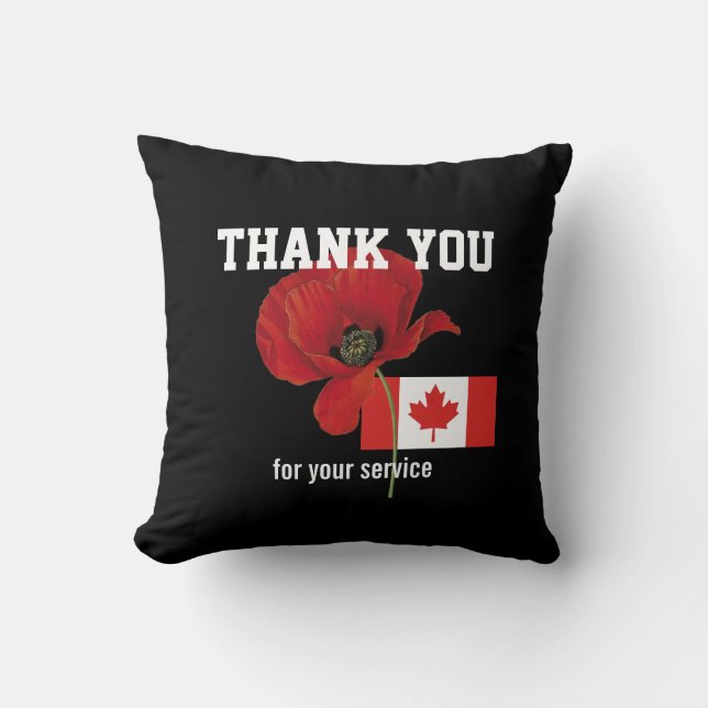 BEDANKT Veterans Servicemen Poppy CANADA Kussen (Voorkant)