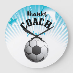 Bedankt Voetbal coach Aqua Blue Stars Ball Grote Klok