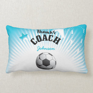 Bedankt Voetbal coach Aqua Blue Stars Ball Kussen