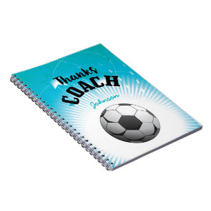 Bedankt Voetbal coach Aqua Blue Stars Ball Notitieboek