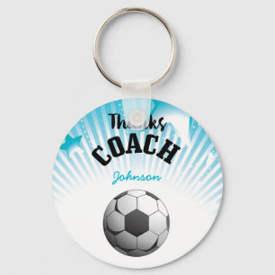Bedankt Voetbal coach Aqua Blue Stars Ball Sleutelhanger