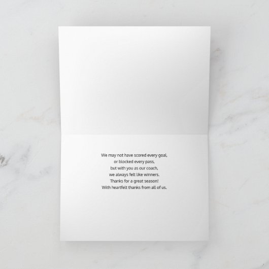 Bedankt Voetbal coach van All of Us Soccer Letters Kaart (Binnen)