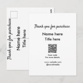 Bedankt voor aankoop naam titel hier QR-code scann Briefkaart (Voorkant / Achterkant)