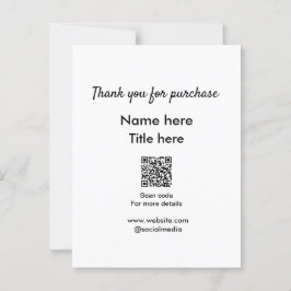 Bedankt voor aankoop naam titel hier QR-code scann Briefkaart