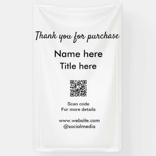 Bedankt voor aankoop naam titel hier QR-code scann Spandoek (Verticaal)