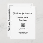 Bedankt voor aankoop naam titel hier QR scannen Briefkaart (Voorkant / Achterkant)