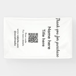 Bedankt voor aankoop naam titel hier QR scannen Spandoek