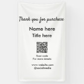 Bedankt voor aankoop naam titel hier QR scannen Spandoek (Verticaal)