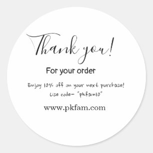 Bedankt voor aankoop roze familiebedrijf detail ronde sticker
