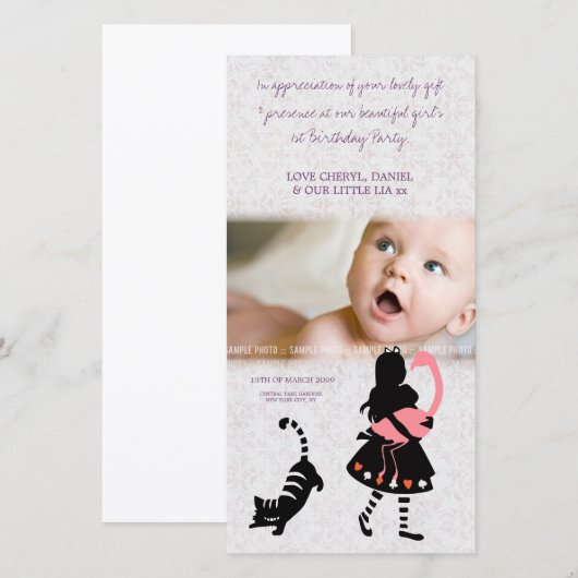 Bedankt voor Alice in Wonderland Baby Fotokaart (Voorkant / Achterkant)