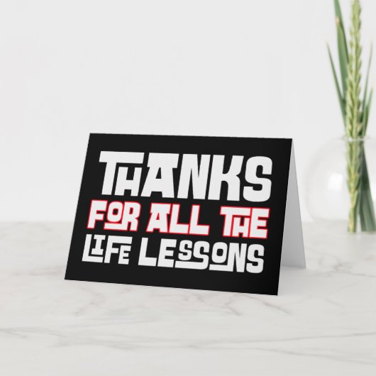 Bedankt voor alle levenslessen Typografie Kaart (Voorkant)