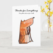 Bedankt voor alles Dog Walking Kaart (Gele Bloem)