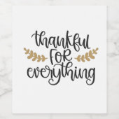 Bedankt voor alles Thanksgiving Funny Wijn Etiket (Enkel label)