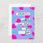 "Bedankt voor alles wat je doet" Gewoon omdat Kaar Bedankkaart (Voorkant / Achterkant)