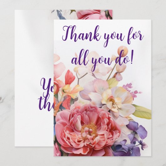 "Bedankt voor alles wat je doet!" Kaart (Voorkant / Achterkant)