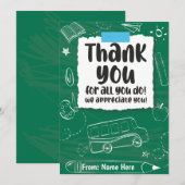 Bedankt voor alles wat je doet Leraar, Einde van d Feestdagenkaart (Voorkant / Achterkant)