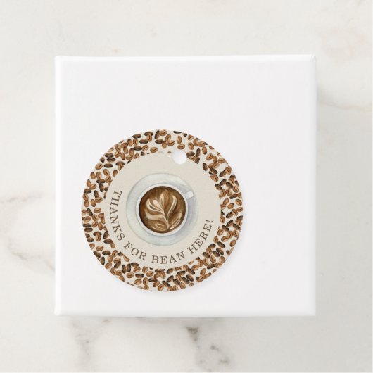 Bedankt voor Bean Here Coffee Baby shower Bedankjes Labels (In situ)