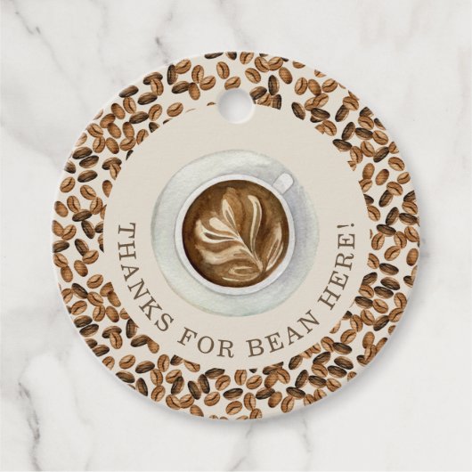 Bedankt voor Bean Here Coffee Baby shower Bedankjes Labels (Voorkant)
